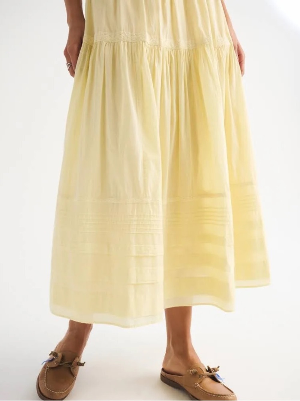 Abercrombie & Fitch Pale Yellow Tiered Maxi Skirt - Picture 3 of 5